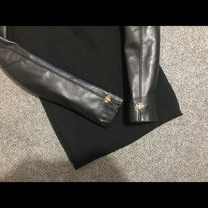 Faux leather sleeve sweater with bee charms 🐝